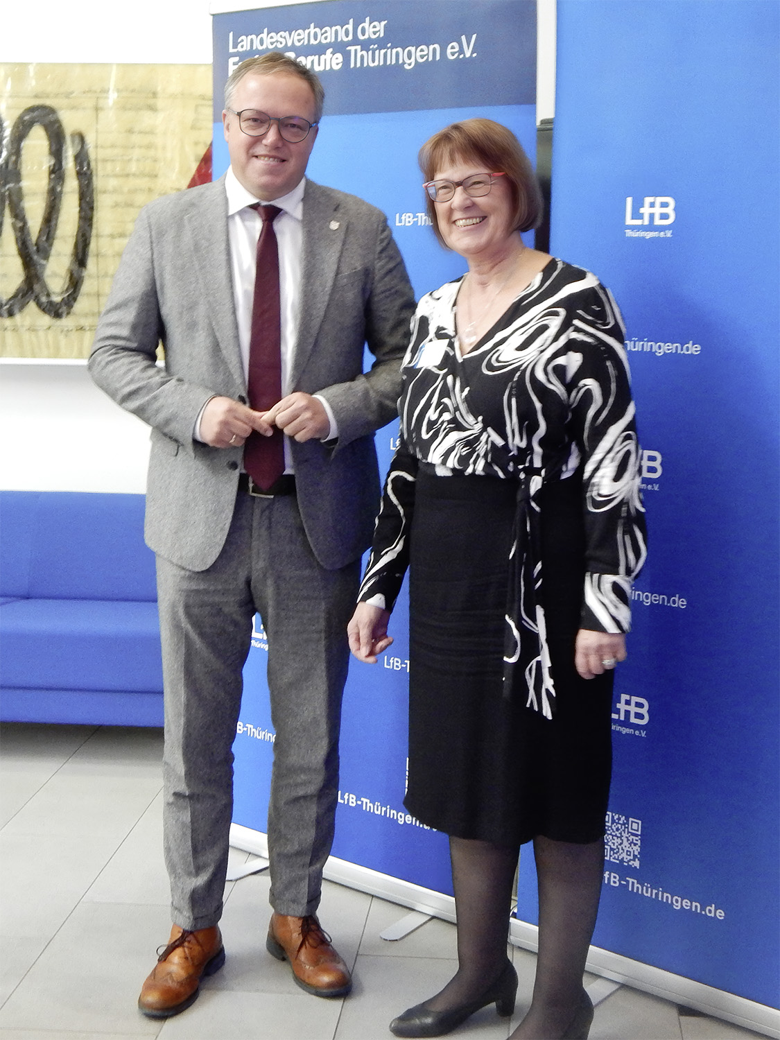 Ministerpräsident Mario Voigt und LFB-Präsidentin Sylvia Reyer-Rohde